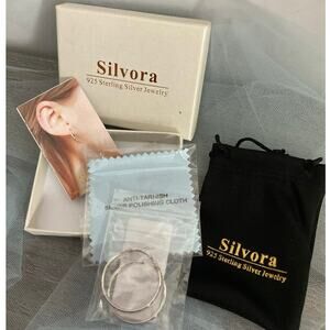 NWT Silvora 925 Sterling Silver Hoop Earrings